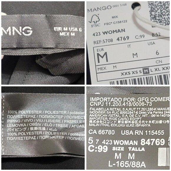 Mango Women's Black Midi Wrap Dress Hoop Detail Short Sleeve V Neck Size 6/M NWT - Picture 7 of 9